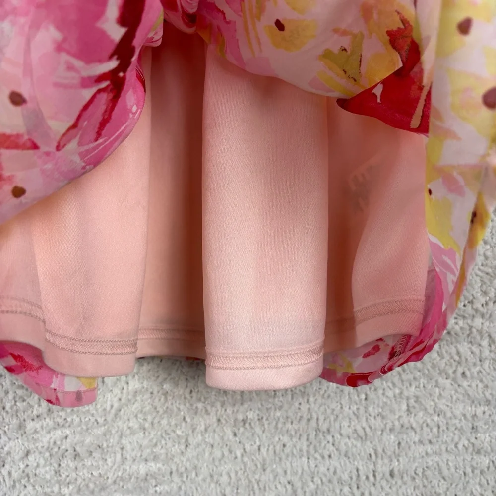 The Children's Place Girls Dress 18-24M‎ Pink Multi Floral Lined Cold Shoulder